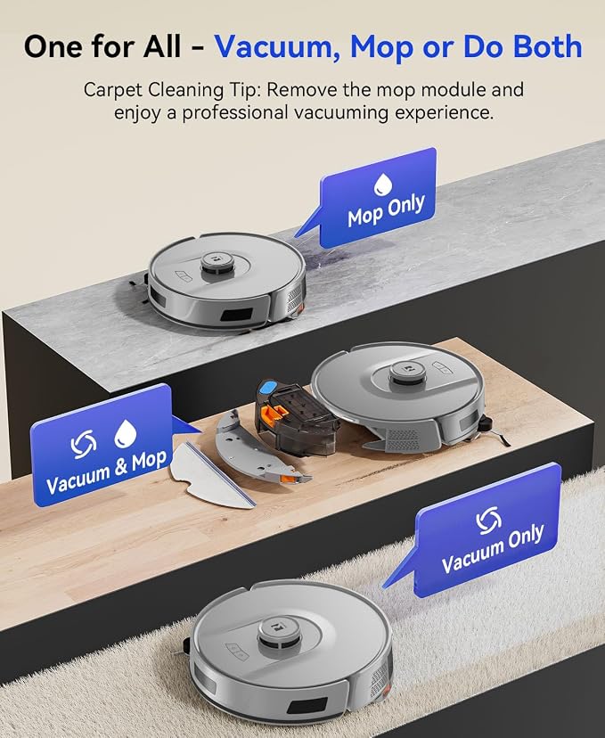 Robot Vacuum 20,000 Pa Robot Vacuum and Mop,90 Day Self Emptying Vacuum Robot,Lidar Navigation,5G/2.4GWiFi APP Aspirateur Robot,Self-Charging Robot Vacuums for Pet,Floor,Carpet Gray R11