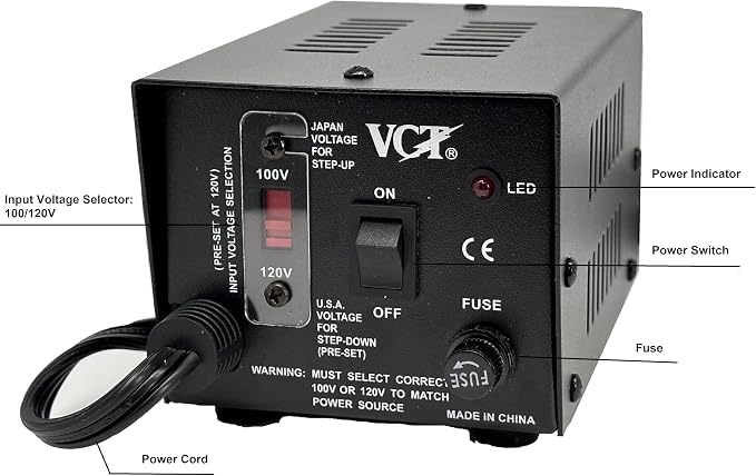 VCT VT-500J - Japanese Step Up/Down Voltage Transformer Converts Japan 100 Volts To 110V OR Vice Versa - 500 Watt