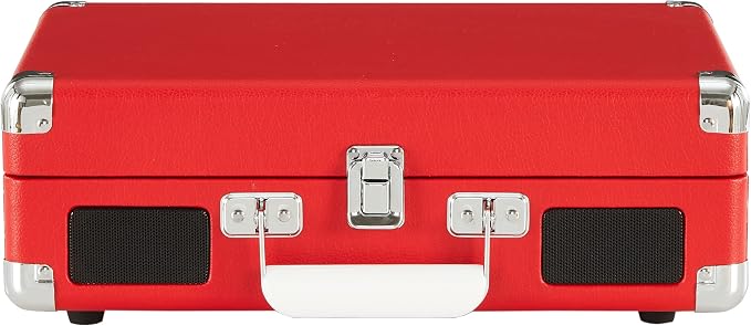 Crosley CR8005DP-RE1 Cruiser Plus Vintage 3-Speed Bluetooth in/Out Suitcase Vinyl Record Player Turntable, Red