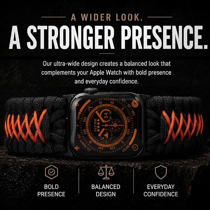 Tefeca Titan Series Paracord Band Compatible with Apple Watch Ultra 2/49mm, Series 10/46mm, 9/8/7/45mm, SE2/SE/6/5/4/44mm, and 3/2/1/42mm
