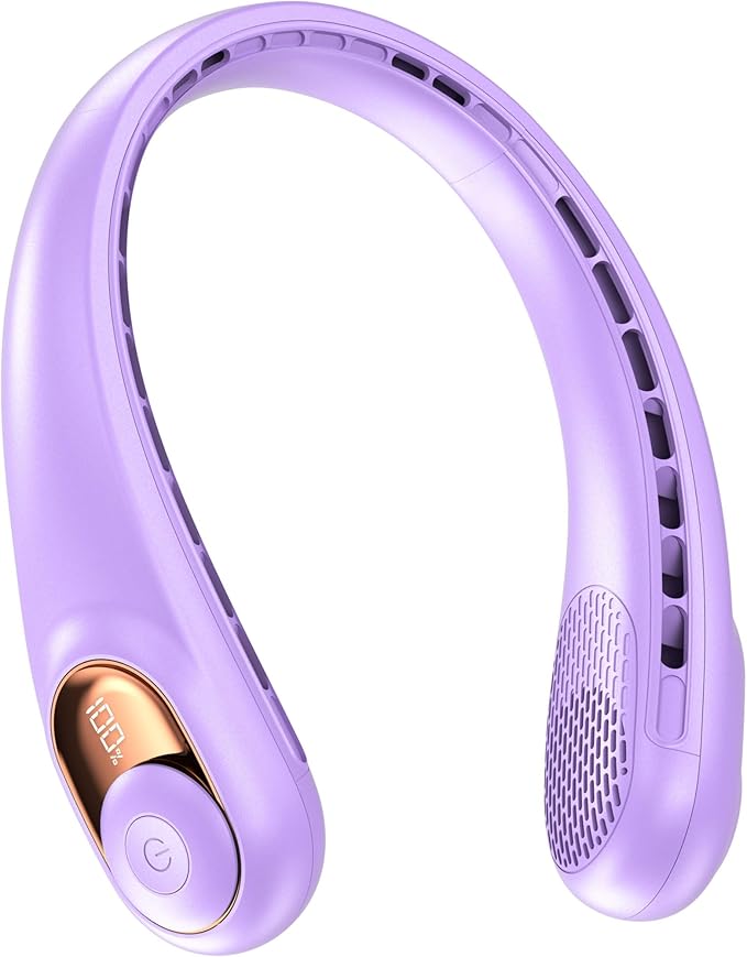 KIDEE Neck Fan, Bladeless Neck Fans Portable Rechargeable, Upgrade 360° Airflow, 3 Speeds, Headphone Design, 4000mAh Battery Operated Personal Wearable Fan Hands Free for Travel Indoor Outdoor