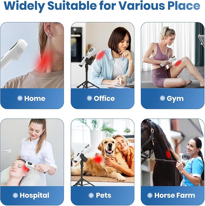 Handheld Red Light Therapy Device - 650nm & 808nm Dual Wave Rechargeable, Portable Cold Laser for Pain Relief in Humans & Pets