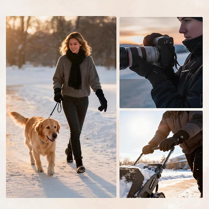 Heated Glove Liners for Men & Women, Thin Flexible Rechargeable Electric Gloves with Long-Lasting Battery for Typing