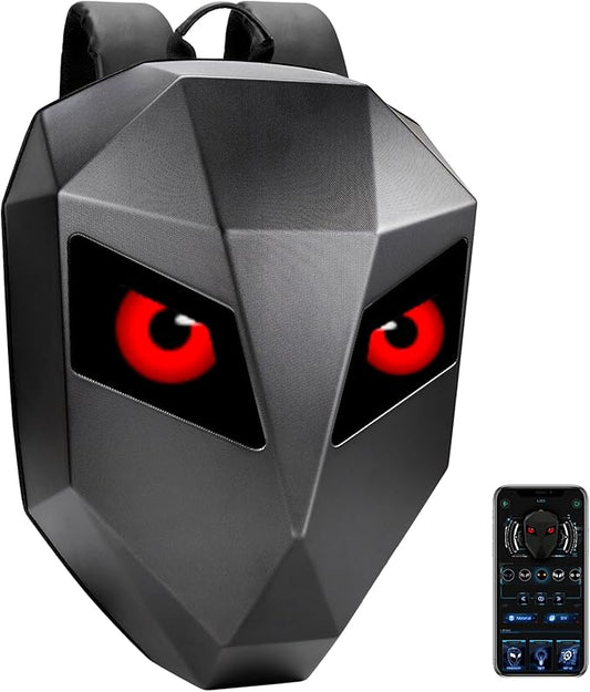 LED Motorcycle Backpack, LED Knight Backpack with App Control Programmable Full Color Screen, Large Capacity Hard Shell Waterproof Helmet/Laptop Backpack