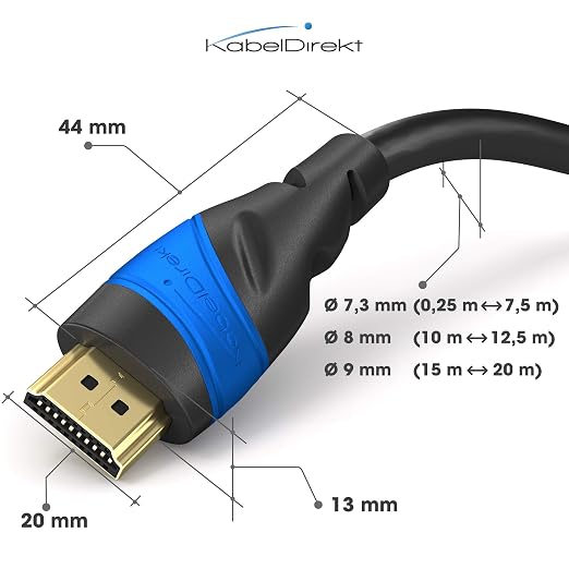 KabelDirekt 4K HDMI Cable – 50ft & Longer HDMI Cables (20ft–75ft) – German-Engineered HDMI Cord – Supports 4K@60Hz, UHD, HDR, ARC, Ethernet – HDMI Cable for HDTV, PC, PS5, Xbox, Switch