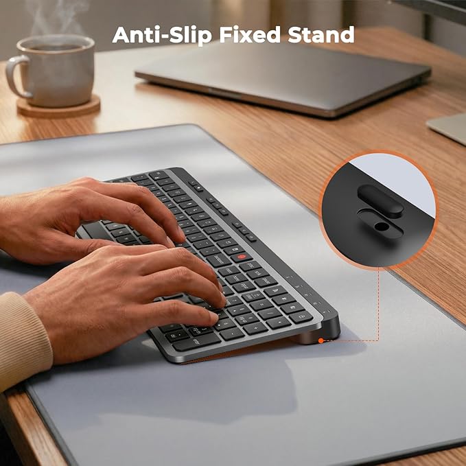 MEETION K9990 Bluetooth Keyboard, Slim Wireless Keyboard, Low Profile Quiet Typing, 3-Device Switching (2.4G+BT), Rechargeable Full Size Keyboards, Scissor Switch, for Windows/Mac/PC/Laptop/Tablet