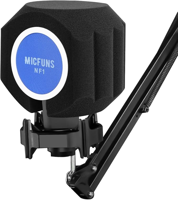 nf1 Microphone Pop Filter Shield Accessory Windscreens Pop Filter,Acoustic recording filter and noise, reflection reducing soundproof cover 45mm-60mm Microphones (Blue)