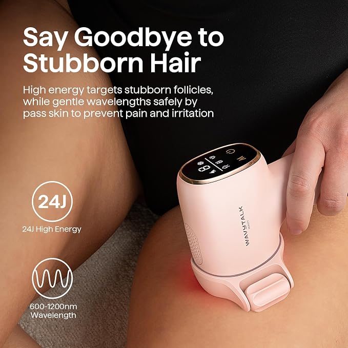 Wavytalk IPL Hair Removal Device, Bare It with Precision Roller for Face Body Bikini – Long-Lasting & Painless, 24J Dual-Pulse & Ice Cooling, At-Home Use for Women and Men, Corded