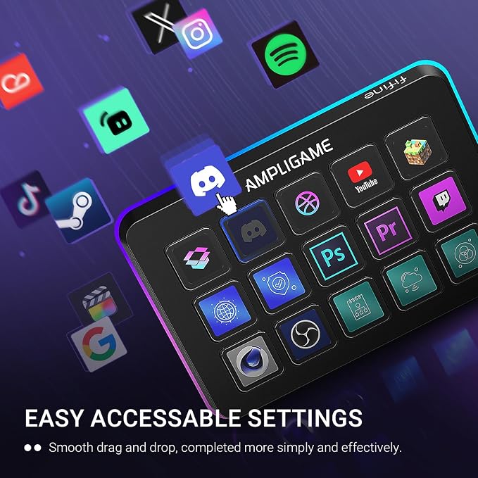 FIFINE AmpliGame Stream Controller with 15 Macro Keys, Streaming Keyboard with Trigger Actions in OBS/Twitch/YouTube/Streamlabs, Shortcut Buttons Keypad Works with Mac and PC-D6