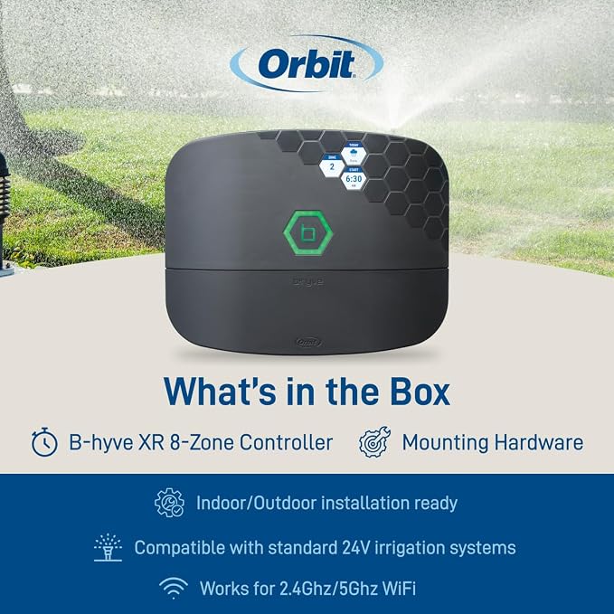 Orbit B-hyve XR Smart Sprinkler Timer - 8-Zone - WiFi-Enabled Indoor/Outdoor Irrigation Controller - App Control - Weatherproof Watering System - Multi Zone - Custom Programs - 57985