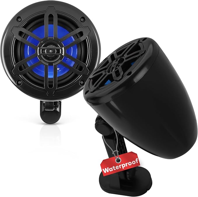 Pyle 4" Waterproof Off-Road Speakers – 2-Way Marine Grade Box Speaker System with Rotatable Bracket, Full Range Stereo Sound, Rugged Housing for ATV, UTV, Jeep, 4x4 & Boats (Black)