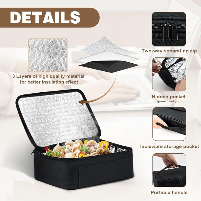 Portable Oven 12V, 24V, 110V Car Food Warmer Portable Mini Oven Personal Microwave Heated Electric Heating Lunch Box With Wall & Vehicle Plug for Work Reheating Food in Car, Truck, Travel, Work