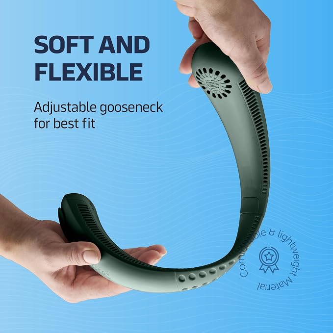 NEXAIR Portable Neck Fan Hands Free Cooling Lightweight Bladeless Neck Fan, 3 Speeds, 2400mAh Battery, 5H Runtime Green