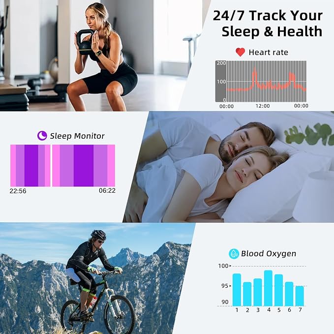 Smart Watch For Women Android/iPhone: Fitness Trackers Smartwatch 1.85" Bluetooth Calls Answer/Make IP68 Waterproof Womens Watches Activity Pedometer Heart Rate Monitor 130+ Sports Model 3 Bands