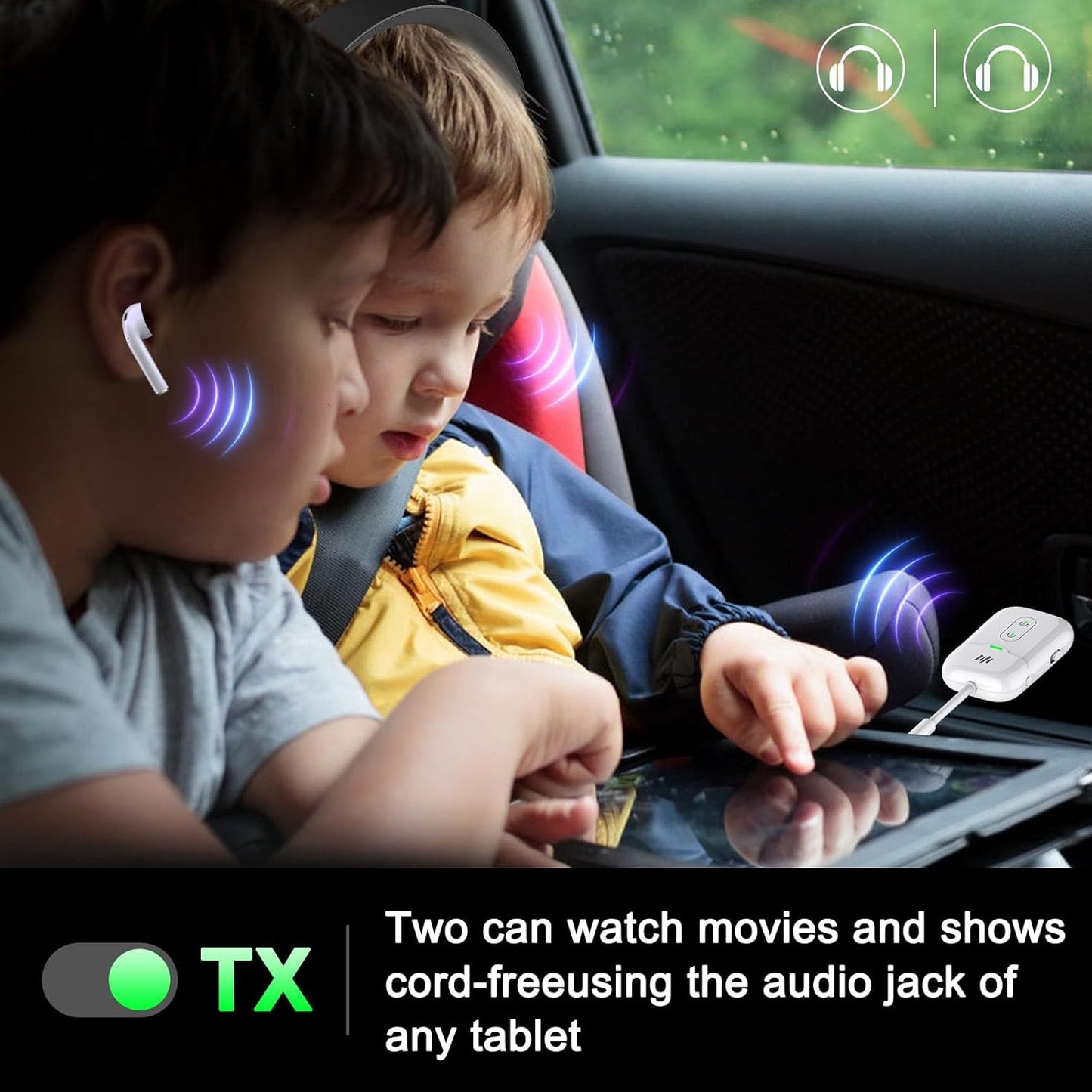 Premium Airplane Bluetooth 5.4 Transmitter Adapter,Supports 2 AirPods/Headphones,Bluetooth Transmitter Receiver with aptX Low Latency,Wireless Adapter for Flight,TV,Gym,Tablets Car Stereo