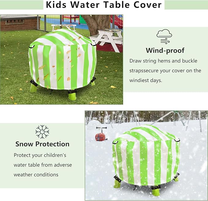 Water Table Cover Spiralin' Seas Waterpark Outdoor Sand Water Play Table Cover 34X34X18 inch-(Cover only)-Green