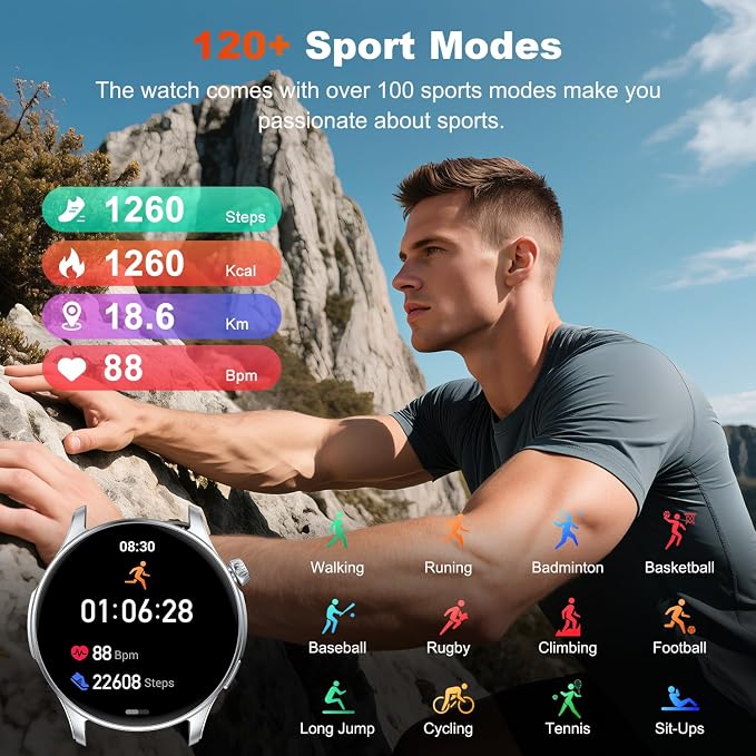 Smart Watch for Men Women Fitness: Make Answer Call Running Digital Mens Watches Waterproof Smartwatch Android Phone iPhone Samsung Compatible Heart Rate Sleep Monitor
