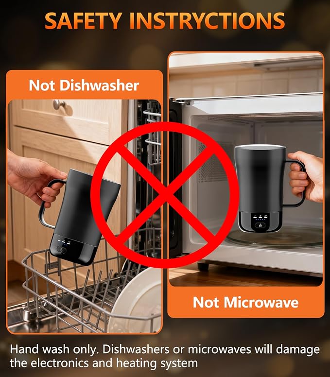 Self-Heating Coffee Mug, 14oz Heated Coffee Mug Rechargeable - Temperature Control Cup Keep Drinks Hot, Smart Cup Great Gift for Women & Slow Sippers