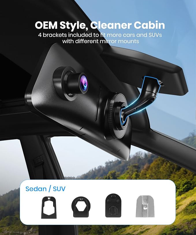 AUTO-VOX V6 OEM Rear View Mirror Camera Carplay: Upgrade 9.36" Touch Screen and Dual 2K Mirror Dash Cam with Front and Rear Cameras,Voice Control, Super Clear Night Vision for Car SUV Truck