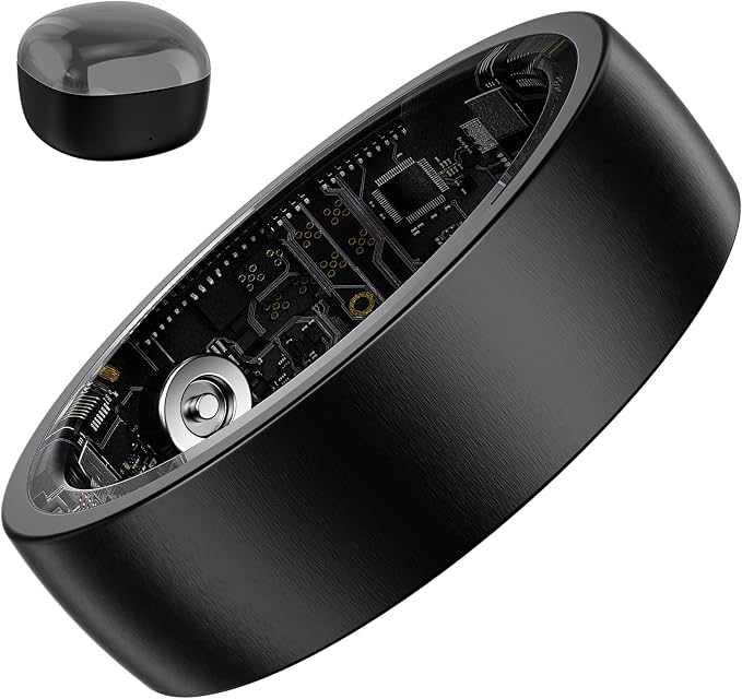 Activity Tracker Ring for Men Women, Smart Ring with Sleep Heart Rate, Health Tracker,IP68 Waterproof, Compatible with iOS and Android (Black 14)