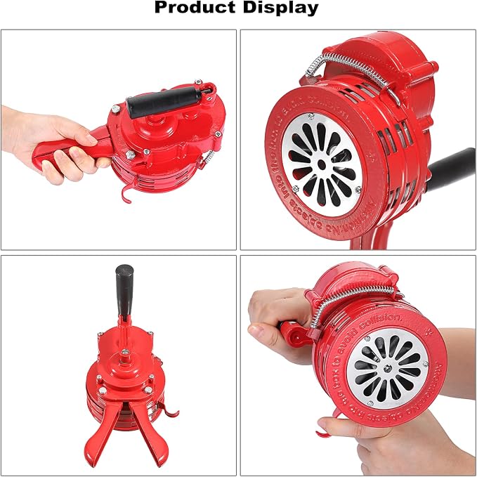 Sumnacon Hand Crank Siren Manual Operated Air Raid Siren with Foldable Handle for Sporting Events, Emergency Sturdy Waterproof Aluminum Alloy Tornado Sirens Portable Loud Volume Emergency Sirens, Red