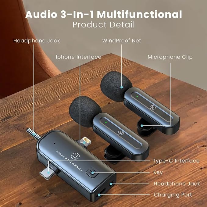 Sony ICD-UX570 Digital Voice Recorder, Bundle with Turnstile Audio 3-in-1 Multifunctional Wireless Lavalier Microphone