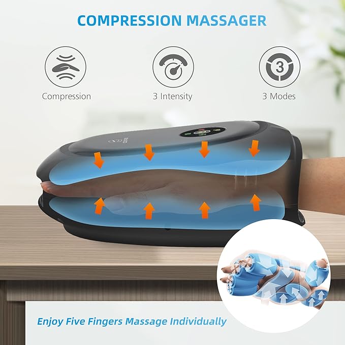COMFIER Cordless Hand Massager with Heat and Compression,APP Control,Hand Massag for Arthritis and Carpal Tunnel,Wrist Finger Massager,3 Heat &3 Intensities, Gifts for Mom, Dads, Women and Men