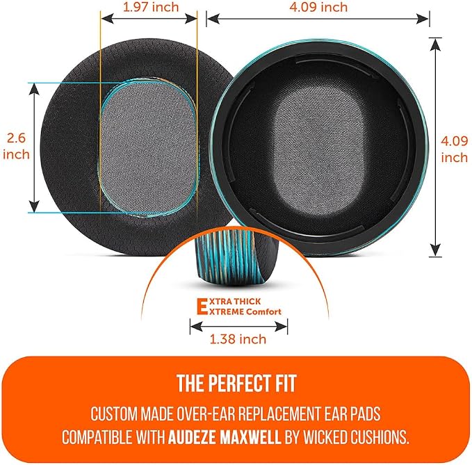 WC Freeze Maxwell - Cooling Gel Replacement Earpads for Audeze Maxwell Headphones by Wicked Cushions - Elevate Comfort, Durability, Thickness & Sound Isolation | The Simulation