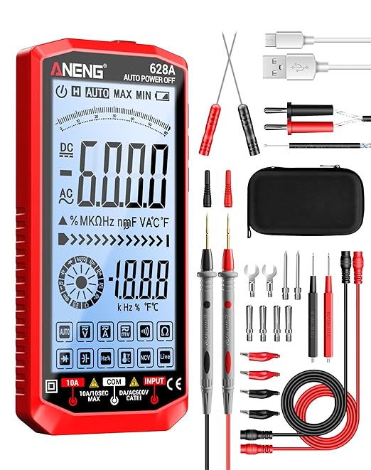 ANENG Multimeter,Digital Voltmeter Tester,TRMS 6000 Counts Rechargeable Meter Measures AC/DC Voltage,Current,Resistance,Capacitance,Temperature,Hz,NCV,Diode,Continuity Auto Ranging Electircal Tools
