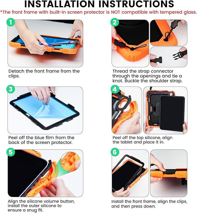 SEYMAC Case for Samsung Galaxy Tab S11 Ultra 5G 14.6 Inch 2025, Heavy Duty Shockproof Protective Case with Screen Protector, Rotating Stand and Hand/Shoulder Strap, Black