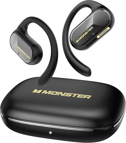 Monster Open Ear AC312 Headphones, Bluetooth 5.4 Wireless Earbuds with Noise-Cancelling Mic for Clear Calls, Powerful Sound by 16mm Large Drivers, Touch Control 32H Playtime, IPX5 Waterproof for Sport