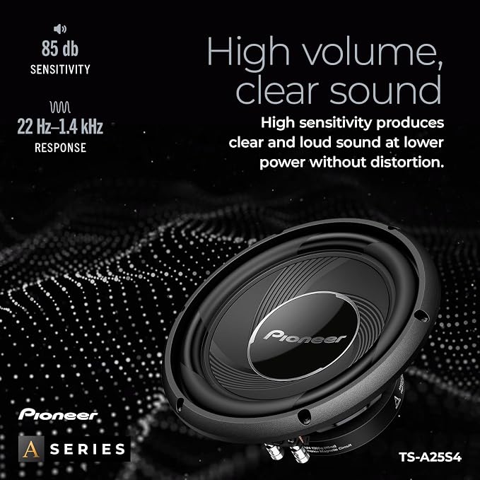 Pioneer A-Series TS-A25S4 10” Subwoofer – 1300W Max, Sealed or Ported Enclosure Compatible, Strong Bass