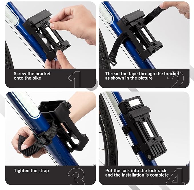 ROCKBROS Folding Design Bike Lock – Heavy-Duty 3.3 lbs Portable Key Lock with Anti-Theft Alloy Steel, Waterproof & Rustproof for Bicycle, E-Bike, Scooter, Motorcycle
