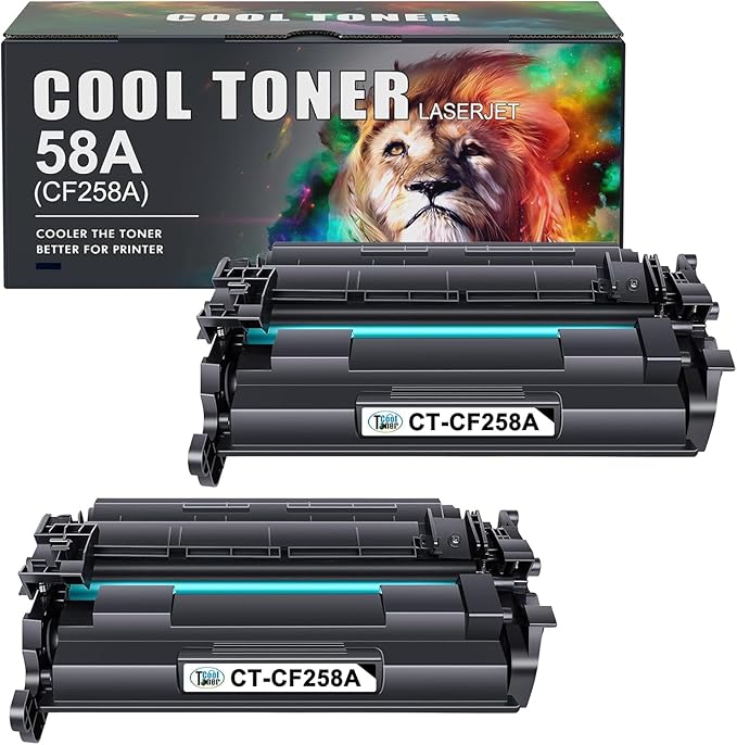 Cool Toner (no chip) 58A CF258A Black Toner Cartridge Replacement for HP 58A CF258A Toner for HP LaserJet Pro M404n M404dn MFP M428fdw M428fdn M428dw Printer Ink 2-Pack