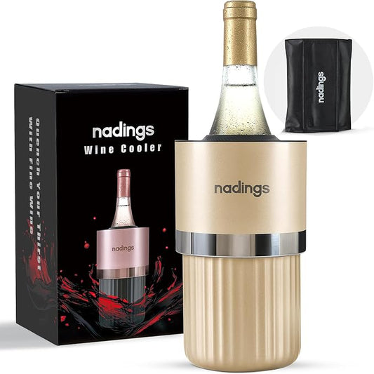Iceless Wine Chiller, Keeps Cold 6+ Hours, Fits Most Wine Bottles | Vacuum Insulated, 18/8 Stainless Steel, Portable, Fits Most Standard 750ml Wine & Champagne Bottles, Champagne