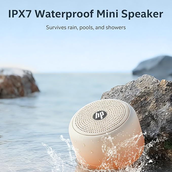 HP Portable Bluetooth Speaker, Wireless Mini Speaker with HiFi Stereo Sound, IPX7 Waterproof, 15H Playtime, TWS Pairing for Outdoor, Travel, Home, PC, Laptop, Gifts for Men Women (Gradient Latte)