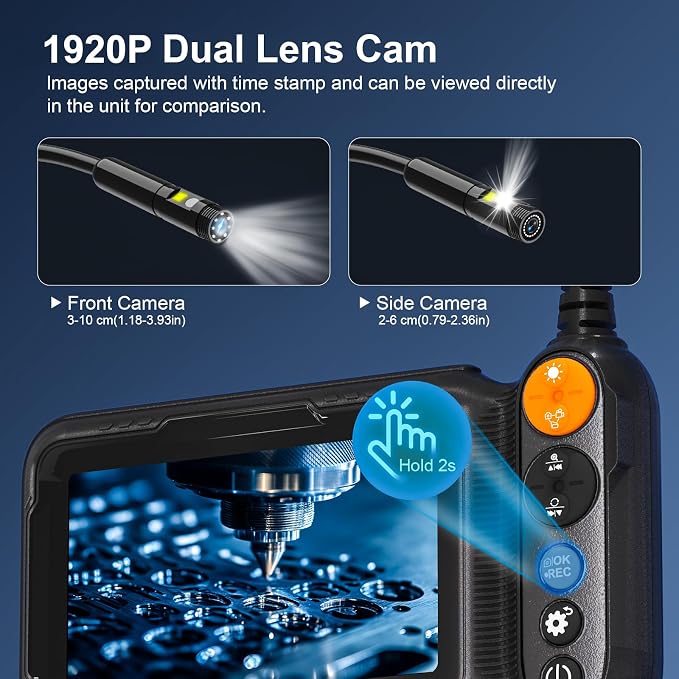 Daxiongmao Endoscope Camera with Light, Dual Lens 1080p HD Borescope, IP67 Waterproof Snake Camera – Ideal for Inspecting Walls, Vents, Automotive Engines, Pipes – A Great Tool Gift for Men (16.5ft)