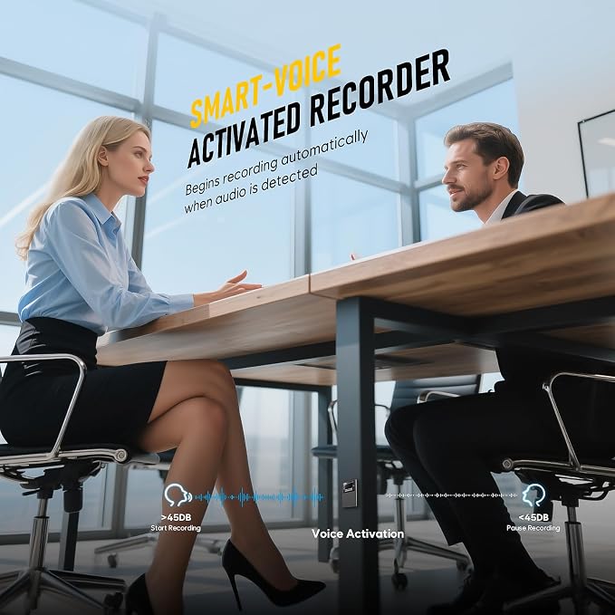 128GB Magnetic Voice Activated Recording Device - BUKUCCETA (18800 Hour) Digital Voice Recorder with AI Noise Reduction, Portable Audio Recorder for Lectures, Meetings, and Interviews
