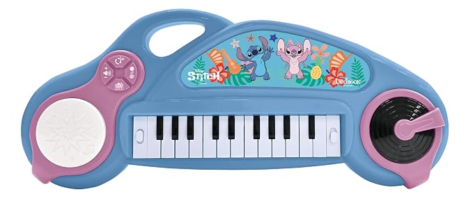Lexibook, Disney Stitch, Electronic Piano for Kids with Light Effects, Blue Purple, K704D