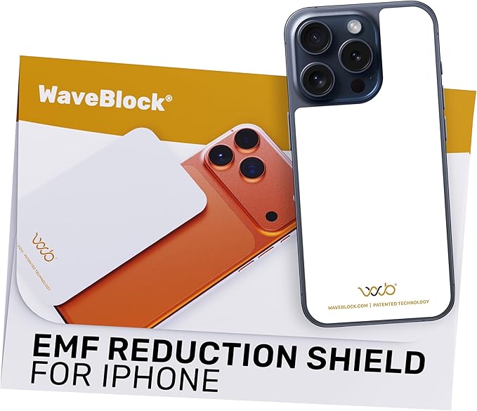 WAVEBLOCK EMF Blocker for Cell Phone - Made for iPhone 15 PRO - The Only Patented, Real Scientifically Backed, Lab-Tested 5G-Shield Sticker to Protect You & Your Loved Ones - USA Made White