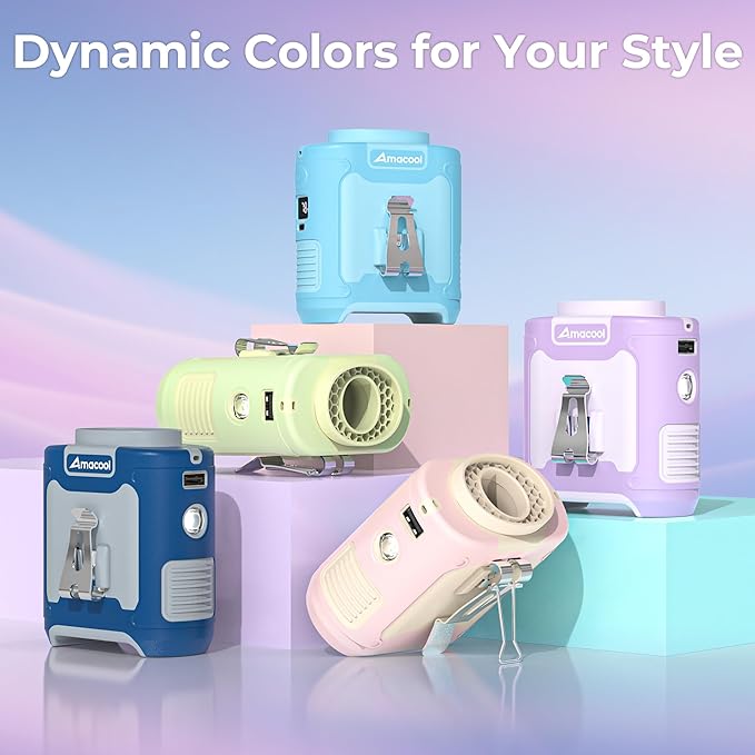 AMACOOL Portable Waist Fan Clip On, Gifts for Men Dad Husband, 10000mAh Rechargeable Wearable Shirt Fan, Powerful Belt Fans, Birthday Gifts for Women Jobsite Travel Camping Essentials 2026