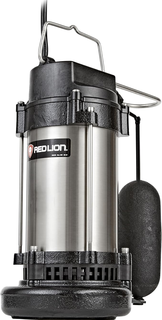 Red Lion RL75CSS 115 Volt, 3/4 HP 4500 GPH Stainless Steel Sump Pump with Snap-Action Switch, Steel/Black, 14942795