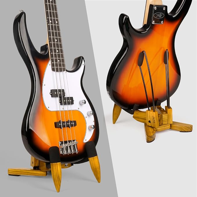 DIDA Guitar Stand for Electric Guitar, Wooden Guitar Stand, Portable Traveling Stand For Electric Guitar and Bass, Single Guitar Stand, Non Slip, Soft Foam Padded Arms (Zebrawood)