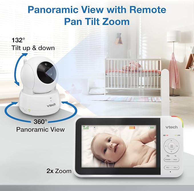 VTech Baby Monitor No WiFi, 3 Cameras & Remote Pan-Tilt-Zoom for 3 Rooms – Hack-Proof, 17Hr Battery, 1000ft Range, Auto Night Vision, Temperature Sensor | VM924-3