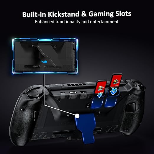 NexiGo Hall Effect Gripcon with Kickstand and HDMI Out for TV Docking, Hall Sensing Joystick for Switch/Switch OLED, Handheld Mode, 4K/1080P Supported HDMI and USB 3.0 Port, Black