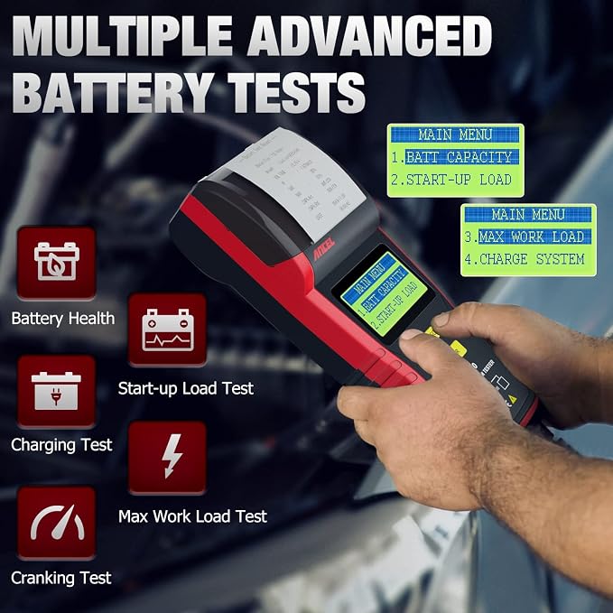 ANCEL BST500 Car Battery Tester with Printer and ANCEL AD310 Classic Enhanced Universal OBD II Scanner Car Engine Fault Code Reader
