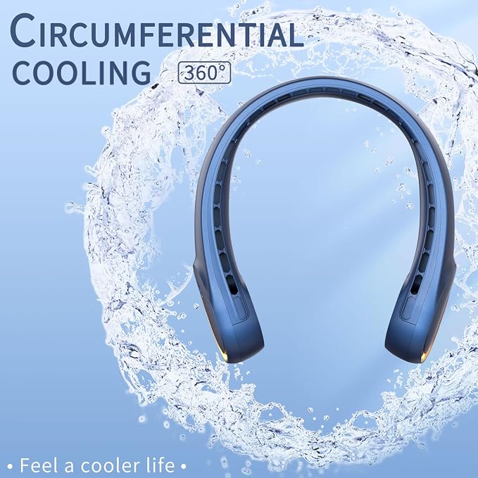 FrSara Neck Fan, Portable Personal Fan Strong Wind, 4000mAh, Air Volume,360° Cooling, No Hair Twisting, Air Volume On 2 Sides, Non-Slip, Quick Charge, Long Use Time, Birthday Gift for Women, Dad, Men