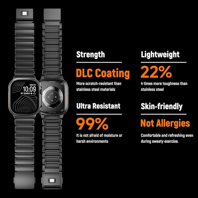 Magnetic Titanium Band Compatible with Apple Watch Ultra 3/2/1 Band 49mm Series 11 10 46mm 45mm 44mm 42mm SE 3/2/1 9 8 7 6 5 4,Luxury Silicone Dual-Layer Link For iwatch Men Women