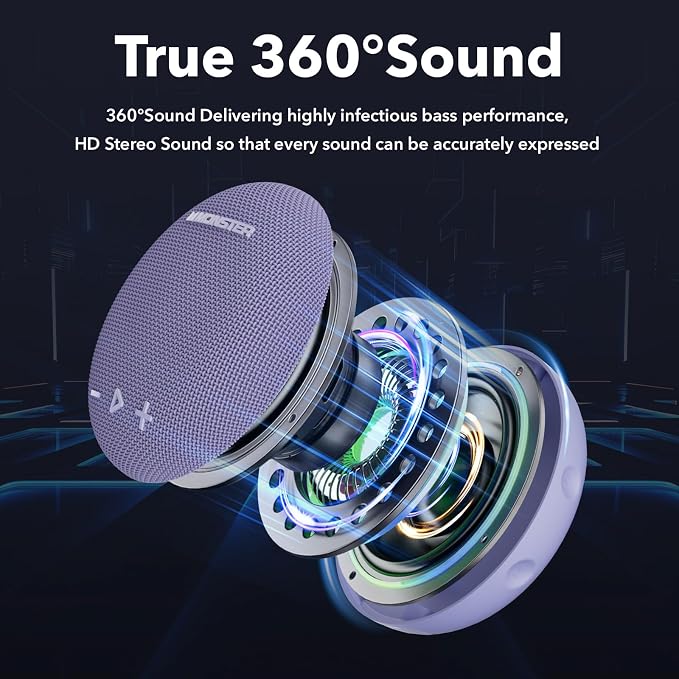 35W (peak) Monster Bluetooth Speaker, IPX8 Shower Speaker Waterproof, Bluetooth 5.4 with Loud HD Sound and Robust Bass, Extra Long Playtime Punchy, for Home, Beaches Portable Wireless Outdoor Speakers