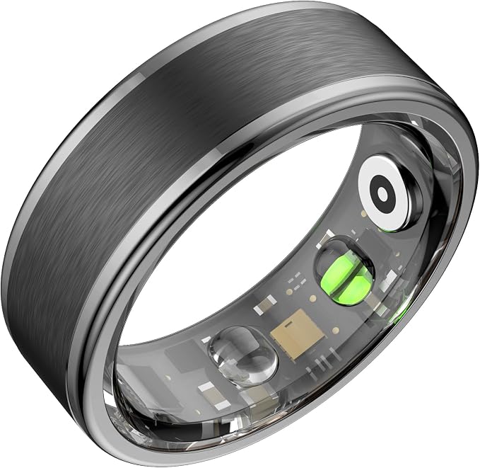 Smart Ring for Women Men,Fitness Ring with 24/7 Activity Tracking,Stress,Sleep Monitoring,No APP Subscription Fees,Compatible with iOS & Android, HarmonyOS Black, 13#